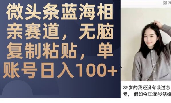 微头条蓝海相亲赛道,无脑复制粘贴,单账号日入100+-水滴知识网