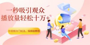 中视频冷门玩法，一秒吸引观众，播放量轻松十万+，保姆级教程【揭秘】-水滴知识网