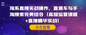 淘系直搜实战操作,直通车与手淘搜索完美结合(高级运营课程+直搜精华实战)-水滴知识网