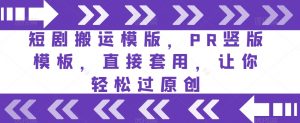 短剧搬运模版，PR竖版模板，直接套用，让你轻松过原创-水滴知识网
