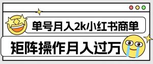 外面收费1980的小红书商单保姆级教程,单号月入2k,矩阵操作轻松月入过万-水滴知识网