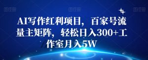 AI写作红利项目,百家号流量主矩阵,轻松日入300+工作室月入5W【揭秘】-水滴知识网