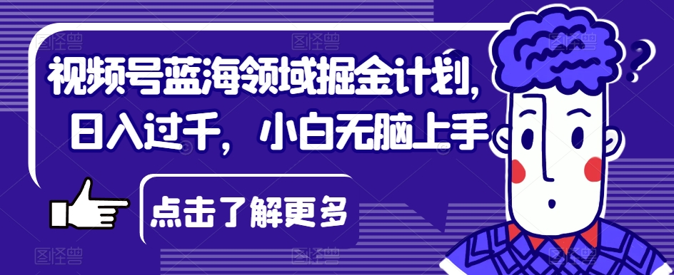 视频号蓝海领域掘金计划，日入过千，小白无脑上手【揭秘】-水滴知识网