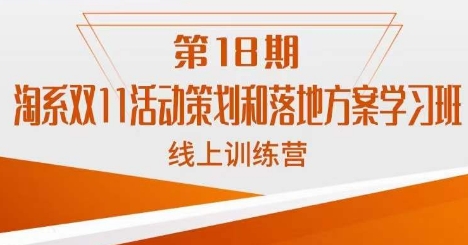 南掌柜·淘系双11活动策划和落地方案线上课18期-水滴知识网