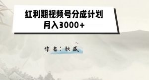 外面收费1980的红利期视频号分成计划2.0版本教学【揭秘】-水滴知识网