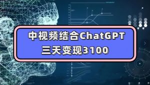 中视频结合ChatGPT，三天变现3100，人人可做玩法思路实操教学【揭秘】-水滴知识网