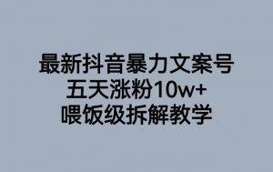 最新抖音暴力文案号，五天涨粉10w+，喂饭级拆解教学-水滴知识网