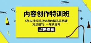 内容创作·特训班:5年实战经验总结出的精品系统课方法技巧·一站式提升-水滴知识网