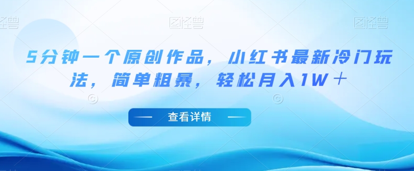 5分钟一个原创作品,小红书最新冷门玩法,简单粗暴,轻松月入1W+【揭秘】-水滴知识网