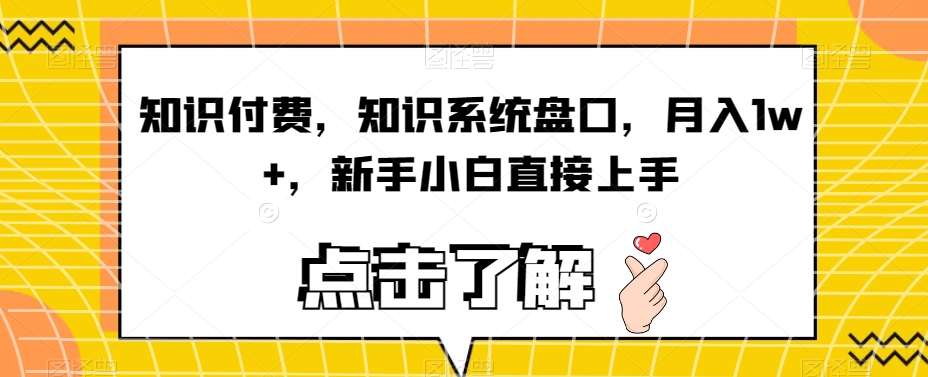 知识付费，知识系统盘口，月入1w+，新手小白直接上手-水滴知识网