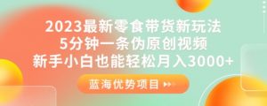 2023最新零食带货新玩法，5分钟一条伪原创视频，新手小白也能轻松月入3000+【揭秘】-水滴知识网