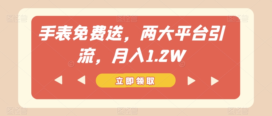 手表免费送,两大平台引流,月入1.2W【揭秘】-水滴知识网
