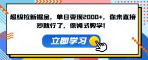 超级拉新掘金，单日变现2000+，你来直接抄就行了，保姆式教学！【揭秘】-水滴知识网