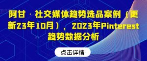阿甘·社交媒体趋势选品案例(更新23年10月),2023年Pinterest趋势数据分析-水滴知识网