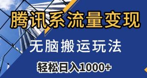 腾讯系流量变现，无脑搬运玩法，日入1000+（附481G素材）【揭秘】-水滴知识网