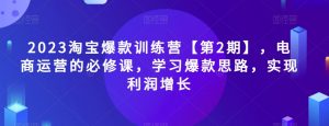 2023淘宝爆款训练营【第2期】，电商运营的必修课，学习爆款思路，实现利润增长-水滴知识网
