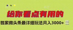 独家微头条最详细玩法,月入3000+【揭秘】-水滴知识网