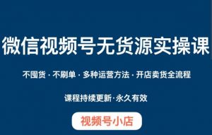 微信视频号小店无货源实操课程，​不囤货·不刷单·多种运营方法·开店卖货全流程-水滴知识网