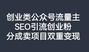 创业类公众号流量主,SEO引流创业粉,分成卖项目双重变现【揭秘】-水滴知识网