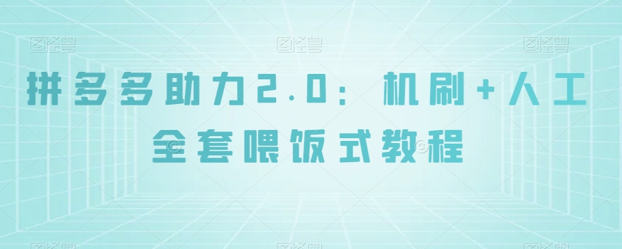 拼多多助力2.0:机刷+人工全套喂饭式教程【揭秘】-水滴知识网