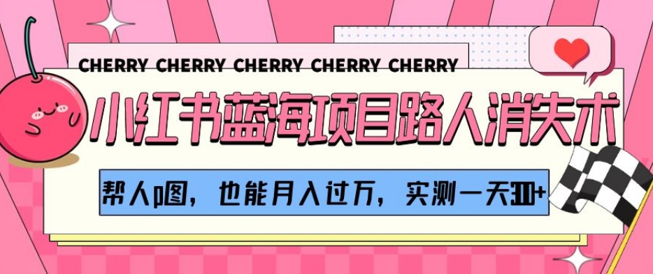 小红书蓝海项目路人消失术,帮人p图,也能月入过万,实测一天300+【揭秘】-水滴知识网