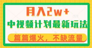 中视频计划全新玩法,月入2w+,收益稳定,几分钟一个作品,小白也可入局【揭秘】-水滴知识网