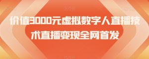 价值3000元虚拟数字人直播技术直播变现全网首发【揭秘】-水滴知识网