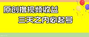 最新撸视频收益，三天之内必起号，一天保底100+【揭秘】-水滴知识网