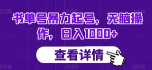 书单号暴力起号，无脑操作，日入1000+【揭秘】-水滴知识网