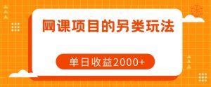网课项目的另类玩法,单日收益2000+【揭秘】-水滴知识网