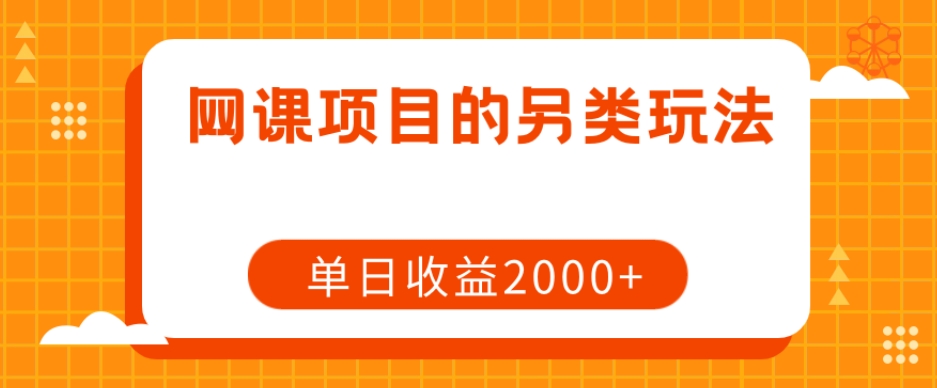 网课项目的另类玩法，单日收益2000+【揭秘】-水滴知识网