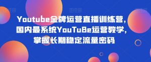 Youtube金牌运营直播训练营，国内最系统YouTuBe运营教学，掌握长期稳定流量密码-水滴知识网