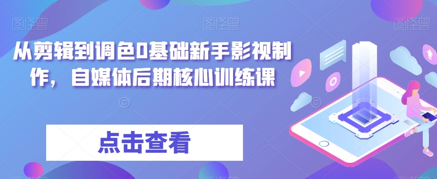 从剪辑到调色0基础新手影视制作,自媒体后期核心训练课-水滴知识网