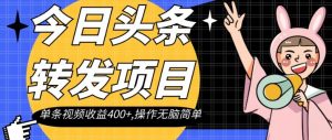 今日头条转发项目，单条视频收益400+,操作无脑简单【揭秘】-水滴知识网