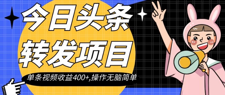 今日头条转发项目,单条视频收益400+,操作无脑简单【揭秘】-水滴知识网
