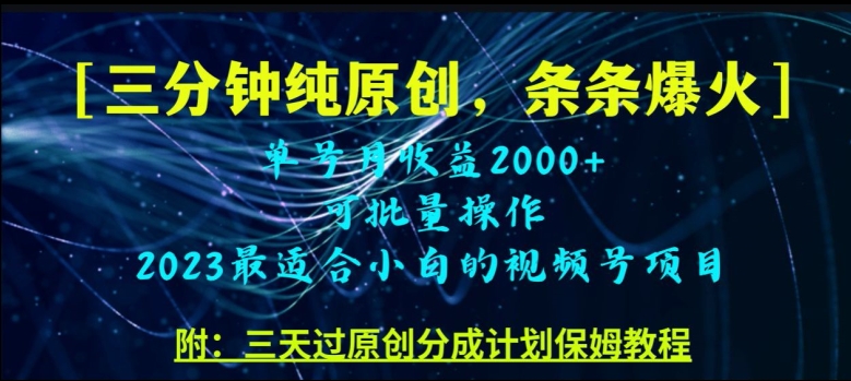 三分钟制作视频号纯原创,条条爆款,轻松月入过万【揭秘】-水滴知识网