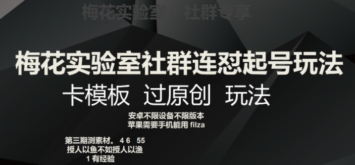 梅花实验室社群连怼起号玩法，卡模板过原创玩法【揭秘】-水滴知识网