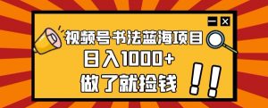 视频号书法蓝海项目,玩法简单,日入1000+【揭秘】-水滴知识网
