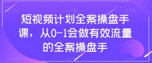 短视频计划全案操盘手课,从0-1会做有效流量的全案操盘手-水滴知识网