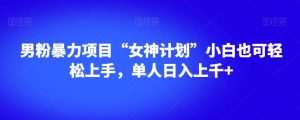 男粉暴力项目“女神计划”小白也可轻松上手，单人日入上千+【揭秘】-水滴知识网