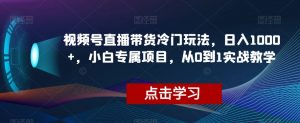 视频号直播带货冷门玩法，日入1000+，小白专属项目，从0到1实战教学【揭秘】-水滴知识网