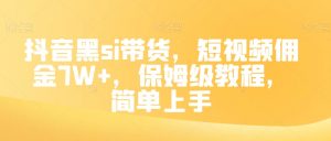 抖音黑si带货，短视频佣金7W+，保姆级教程，简单上手【揭秘】-水滴知识网