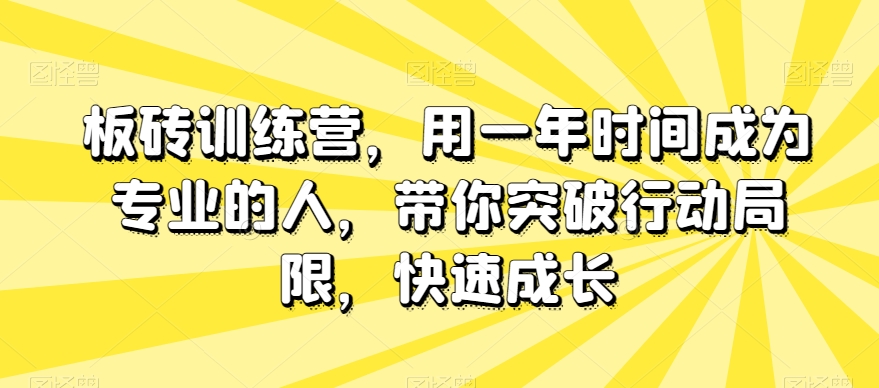 板砖训练营,用一年时间成为专业的人,带你突破行动局限,快速成长-水滴知识网
