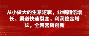 从小做大的生意逻辑,业绩翻倍增长,渠道快速裂变,利润稳定增长,全网营销创新-水滴知识网