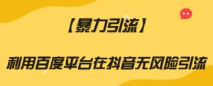 【暴力引流】利用百度平台在抖音无风险引流【揭秘】-水滴知识网