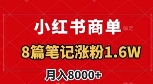 小红书商单最新玩法，8篇笔记涨粉1.6w，作品制作简单，月入8000+【揭秘】-水滴知识网