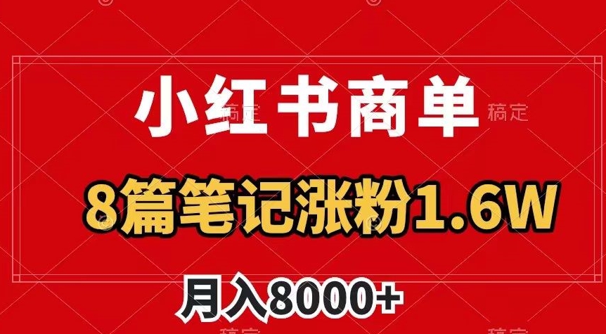 小红书商单最新玩法,8篇笔记涨粉1.6w,作品制作简单,月入8000+【揭秘】-水滴知识网