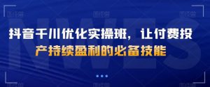 抖音千川优化实操班，让付费投产持续盈利的必备技能-水滴知识网