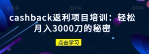 cashback返利项目培训：轻松月入3000刀的秘密-水滴知识网