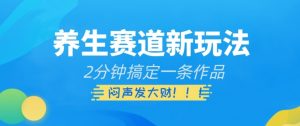 养生赛道新玩法，2分钟搞定一条作品，闷声发大财【揭秘】-水滴知识网